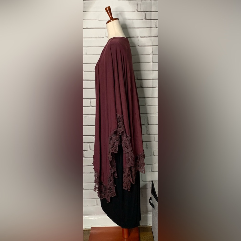 Women’s POL Burgundy Washed Shawl Cardigan NEW - Picture 5 of 6